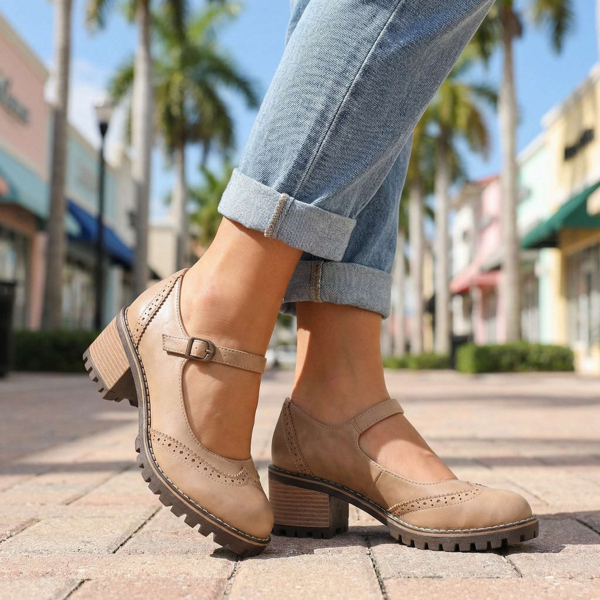 Zapatos Mary Jane mujer vintage con tira ajustable