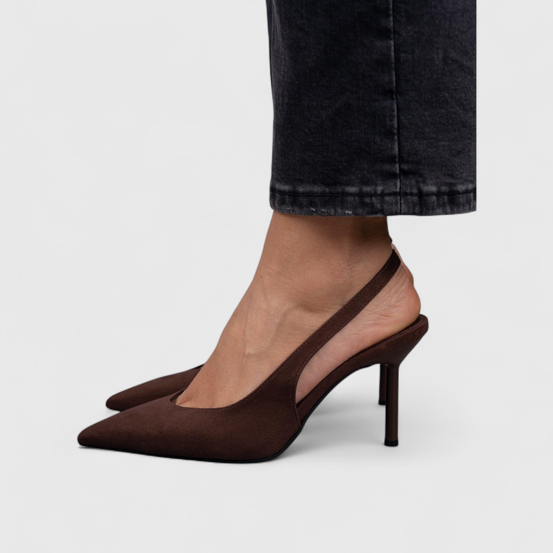 Tacones slingback mujer ante puntera fina tacón kitten elegante oficina casual