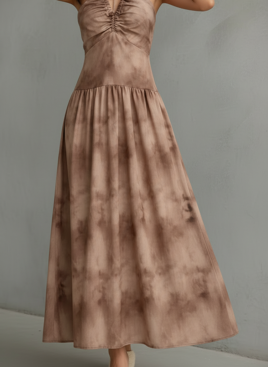 Vestido Maxi Mujer Fluido Con Escote Halter – Estilo Boho Elegante