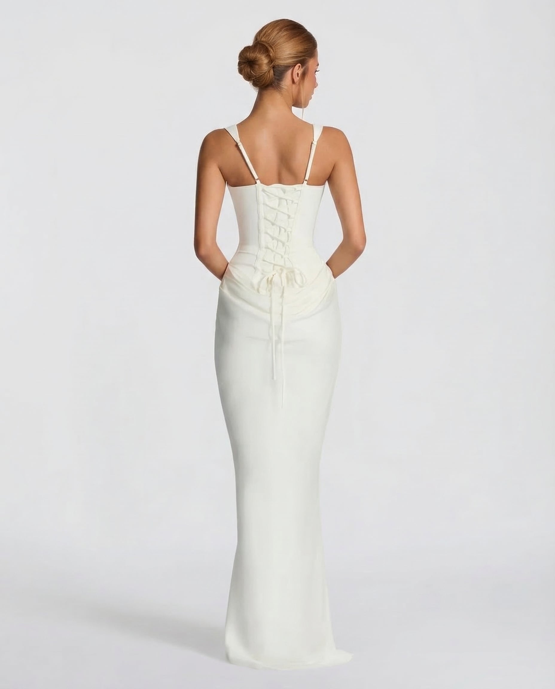 Vestido maxi mujer elegante con corsé y efecto reloj de arena