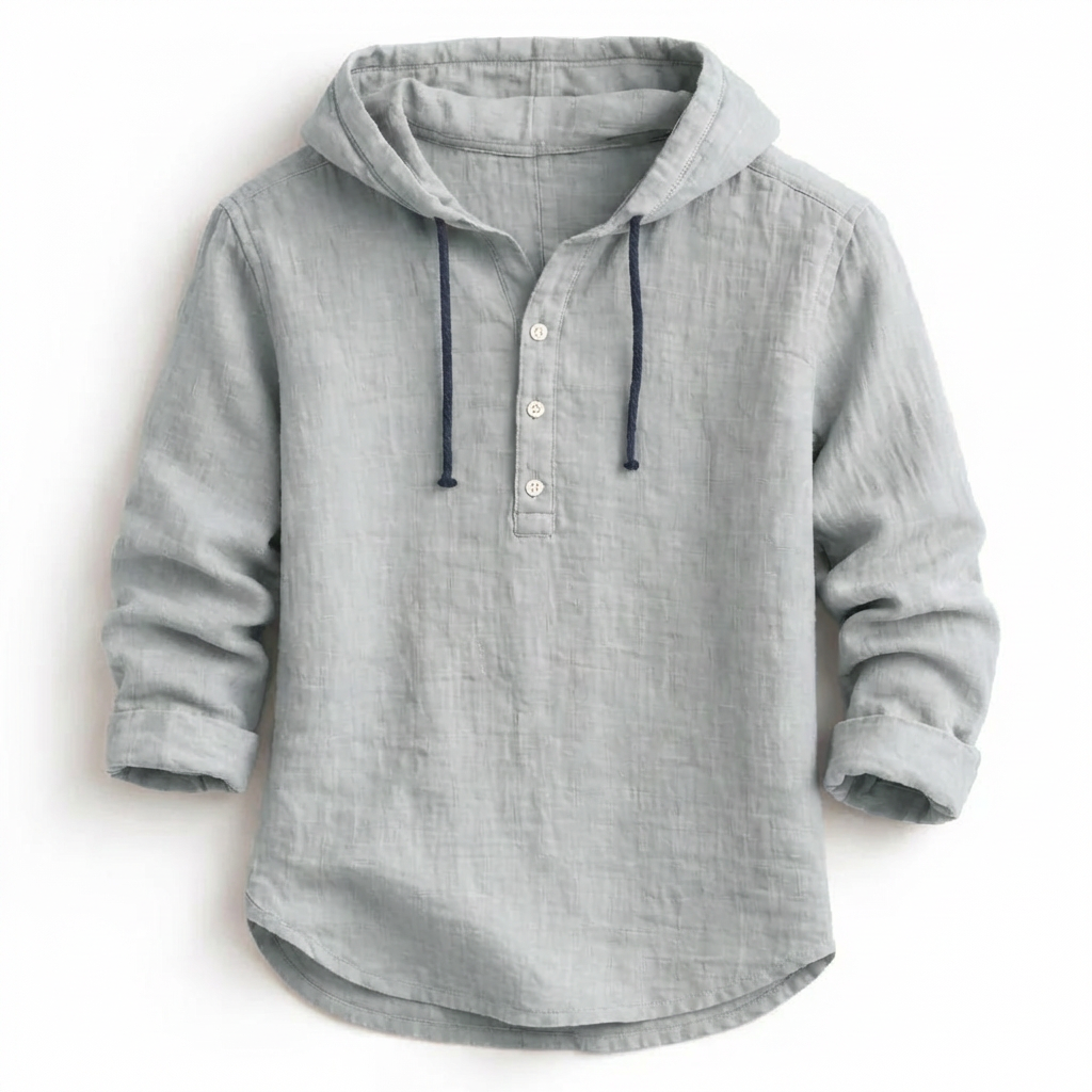 Camisa Hombre de Lino con Capucha – Estilo Casual y Transpirable