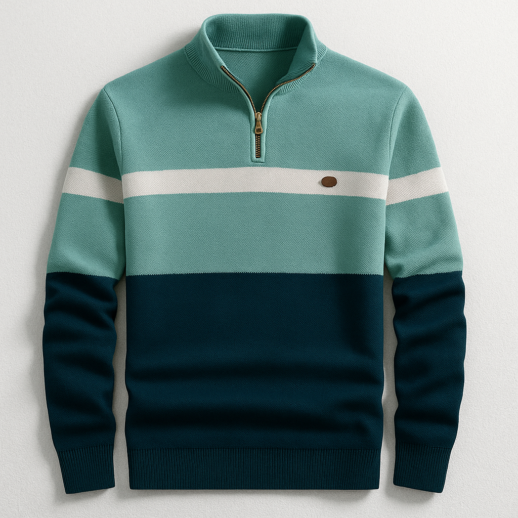 Jersey hombre con cremallera media tejido ligero – estilo moderno versátil
