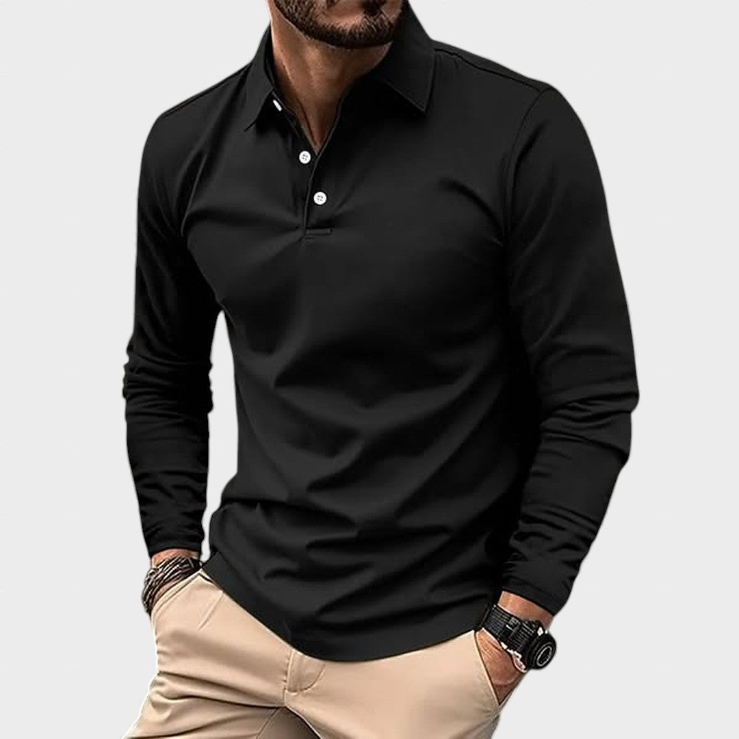 Polo hombre manga larga blanco – estilo casual elegante cómodo diario