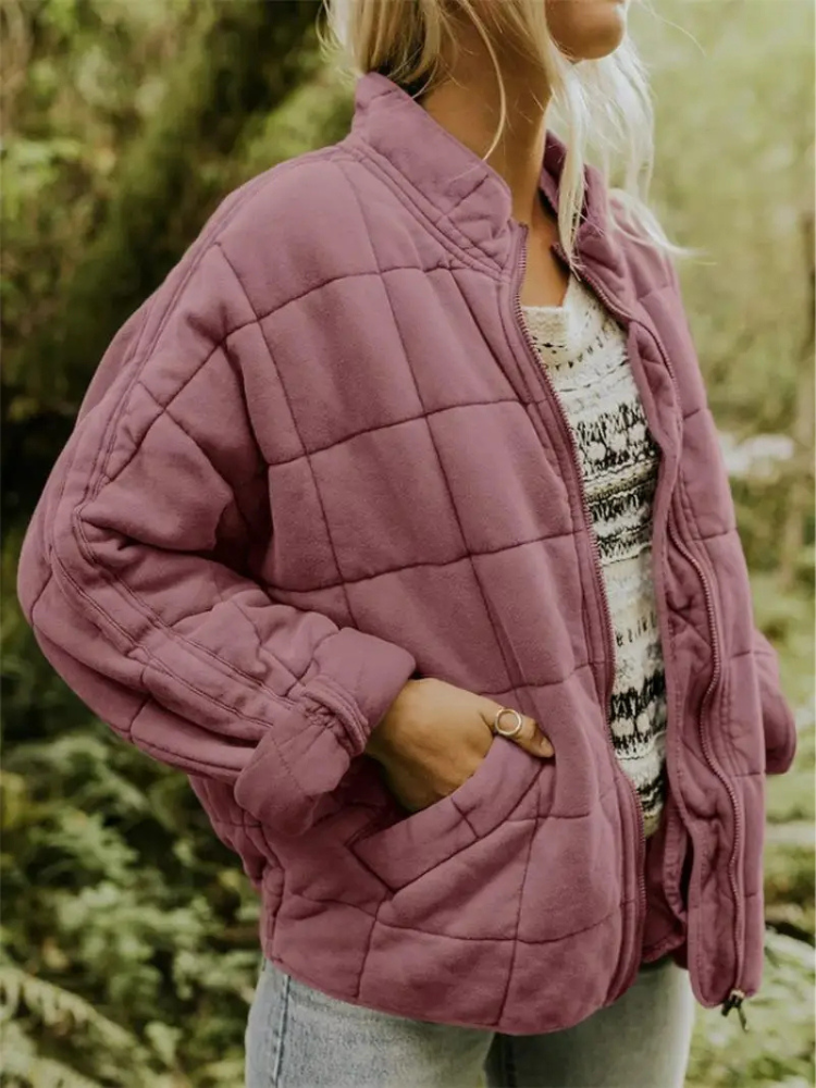Chaqueta acolchada para mujer con cremallera y bolsillos laterales