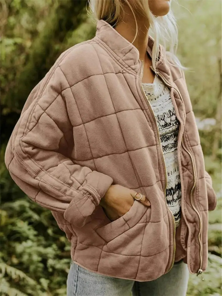 Chaqueta acolchada para mujer con cremallera y bolsillos laterales