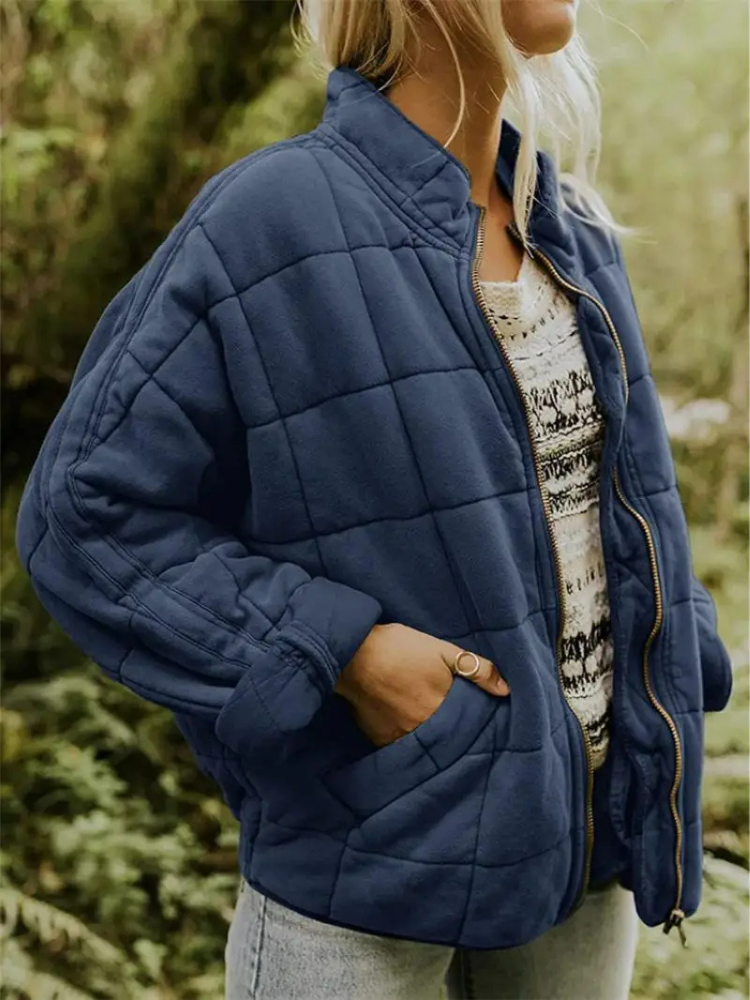 Chaqueta acolchada para mujer con cremallera y bolsillos laterales