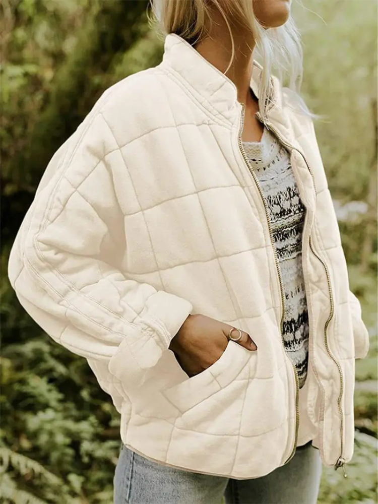 Chaqueta acolchada para mujer con cremallera y bolsillos laterales