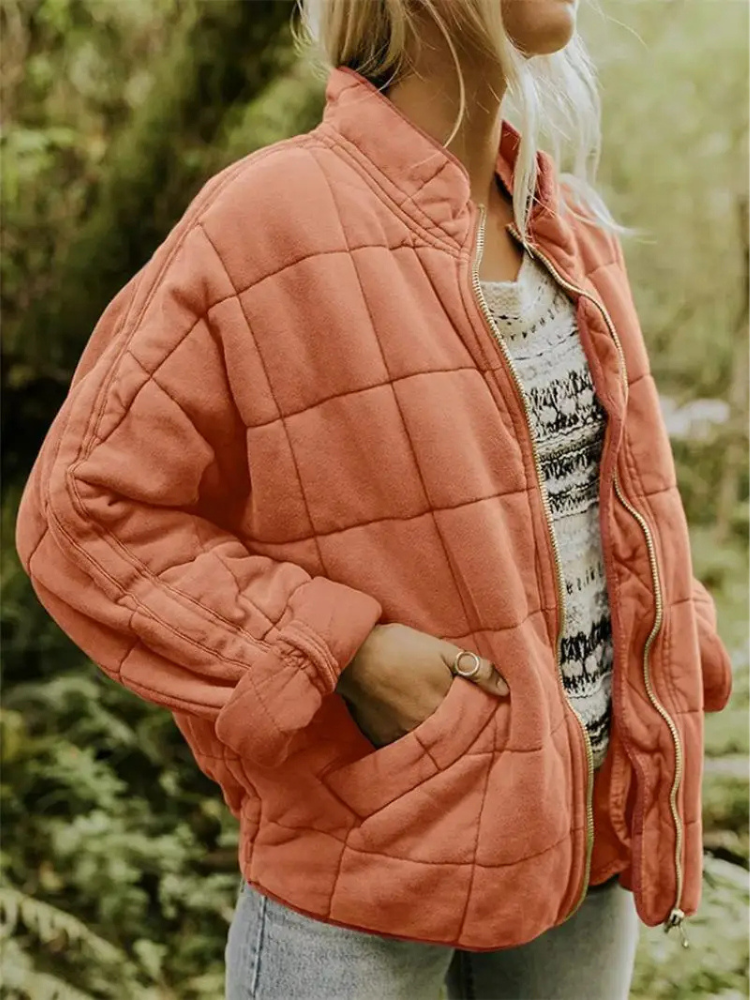 Chaqueta acolchada para mujer con cremallera y bolsillos laterales