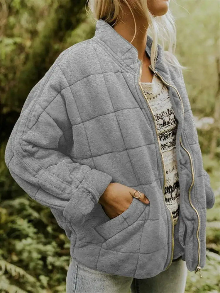 Chaqueta acolchada para mujer con cremallera y bolsillos laterales