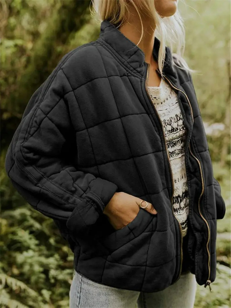 Chaqueta acolchada para mujer con cremallera y bolsillos laterales