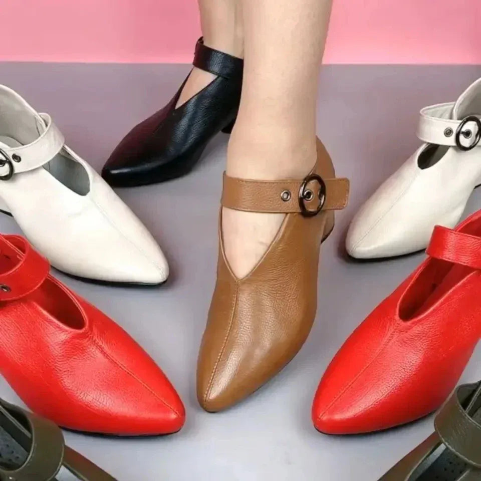 Zapatos ortopédicos mujer con correa y punta fina – estilo casual cómodo diario