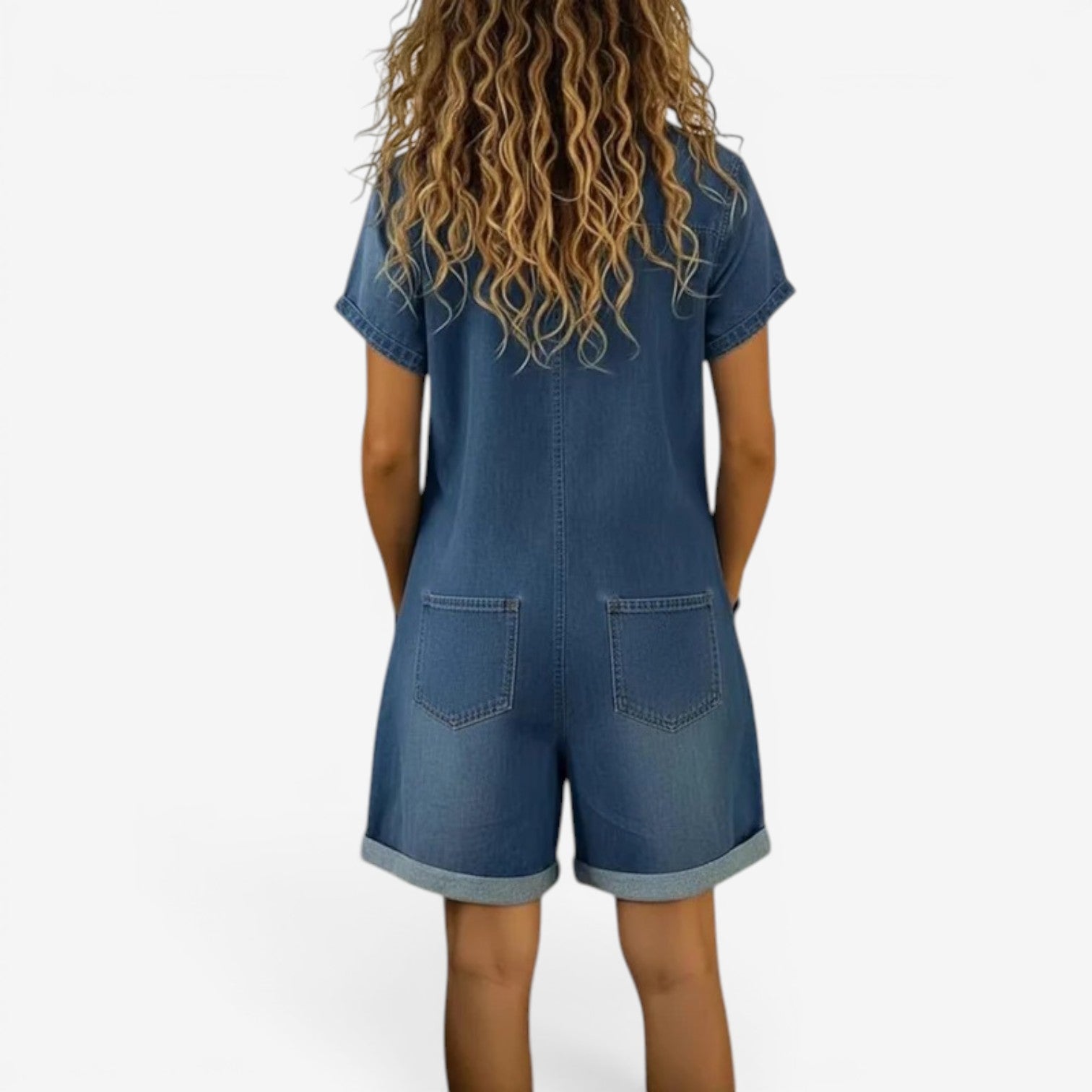 Mono Corto Denim Mujer Casual – Botones y Bolsillos Verano