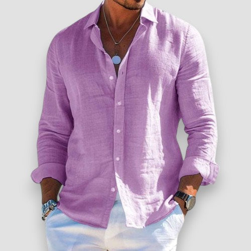 Camisa hombre ligera de algodón y poliéster para verano
