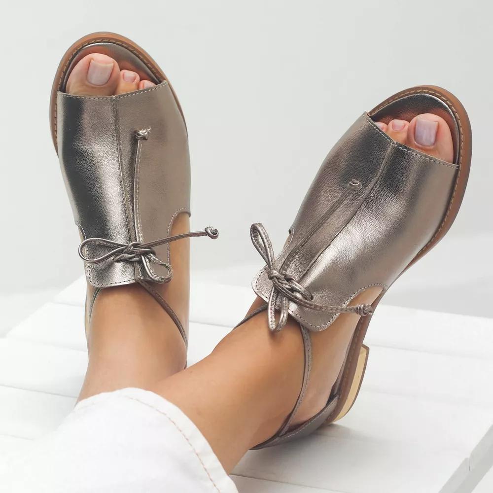 Sandalias mujer con punta abierta y cordones ajustables