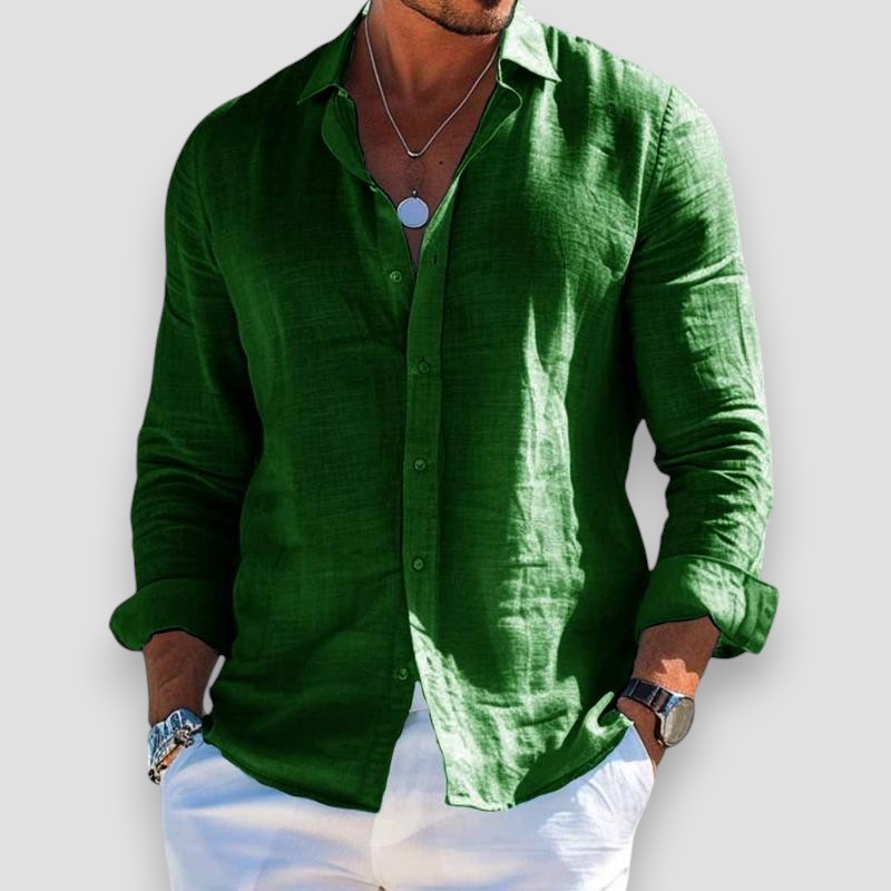 Camisa hombre ligera de algodón y poliéster para verano