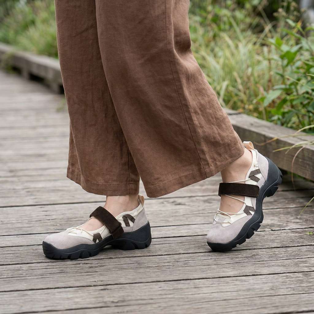 Mocasines planos mujer de lona con tira ajustable
