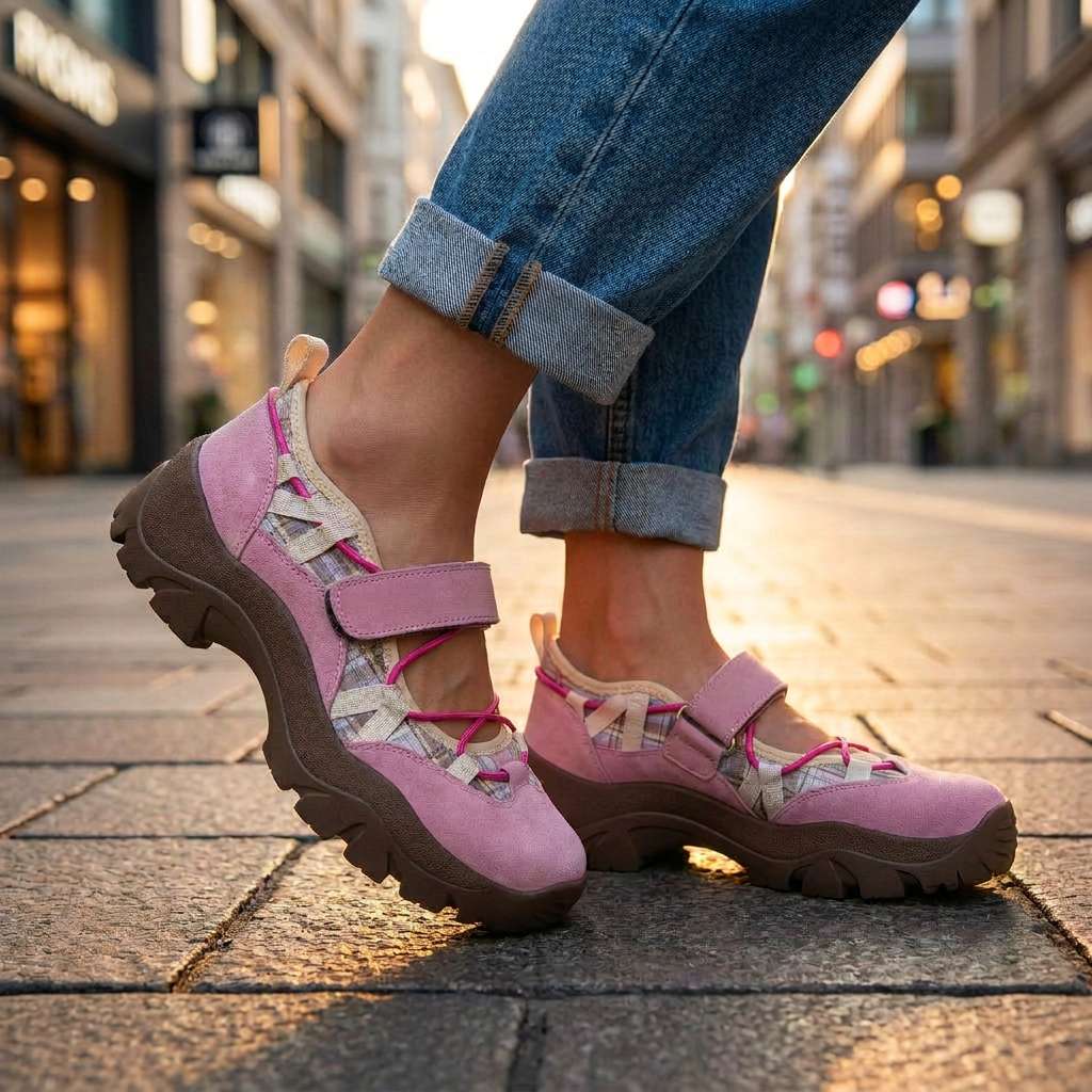 Mocasines planos mujer de lona con tira ajustable