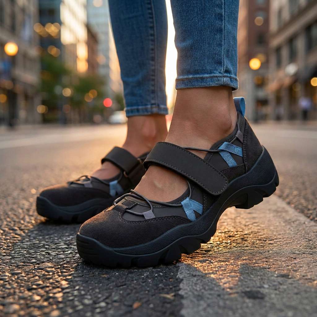 Mocasines planos mujer de lona con tira ajustable