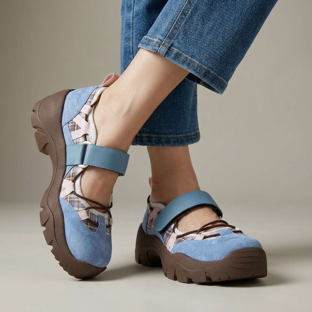 Mocasines planos mujer de lona con tira ajustable