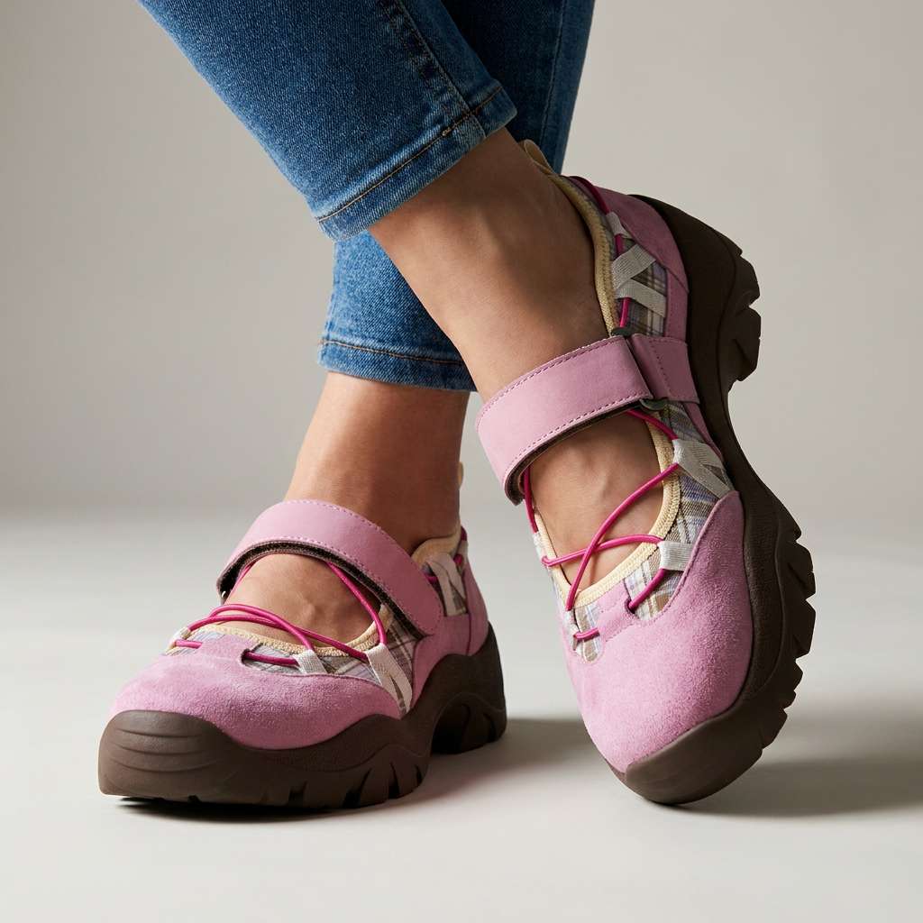 Mocasines planos mujer de lona con tira ajustable