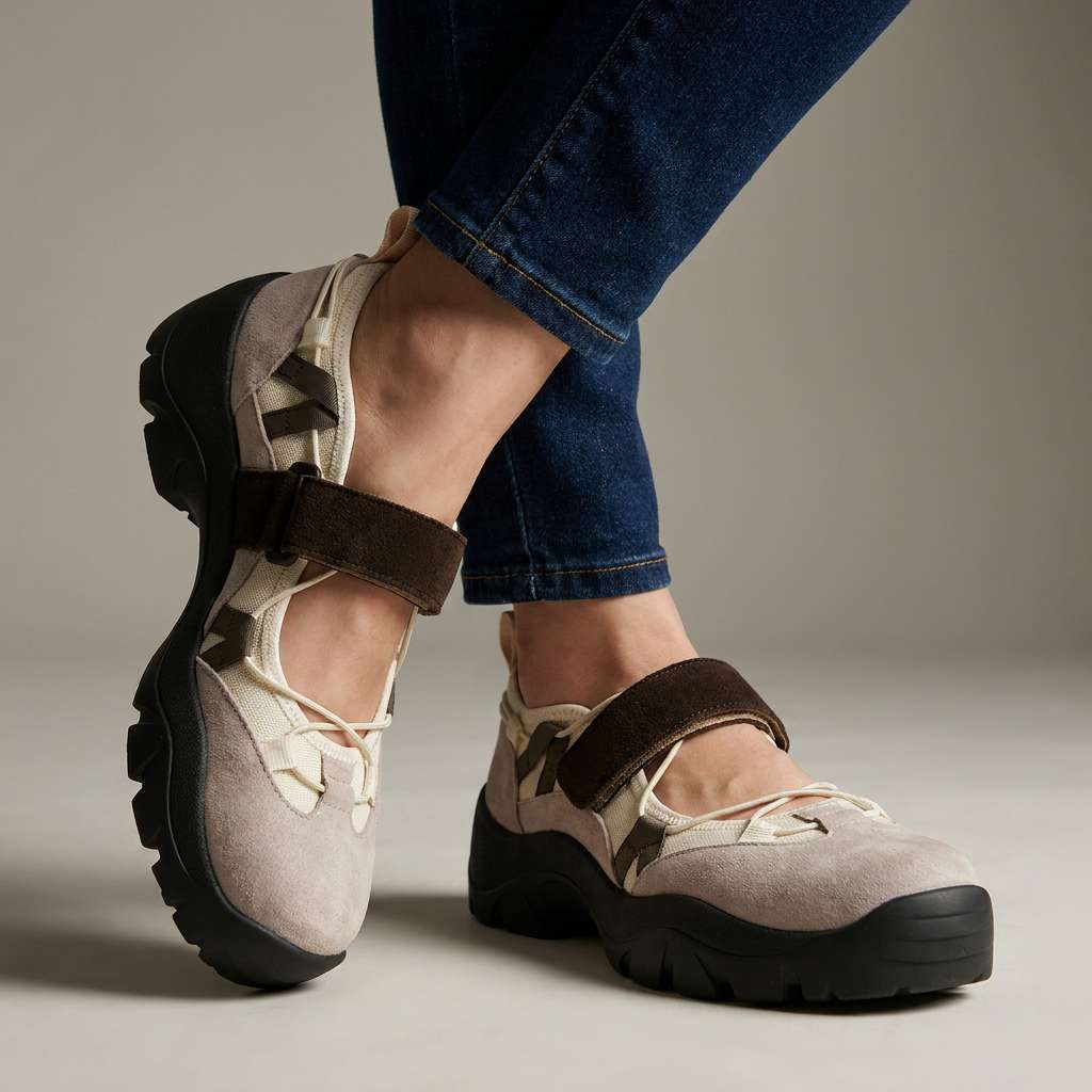Mocasines planos mujer de lona con tira ajustable