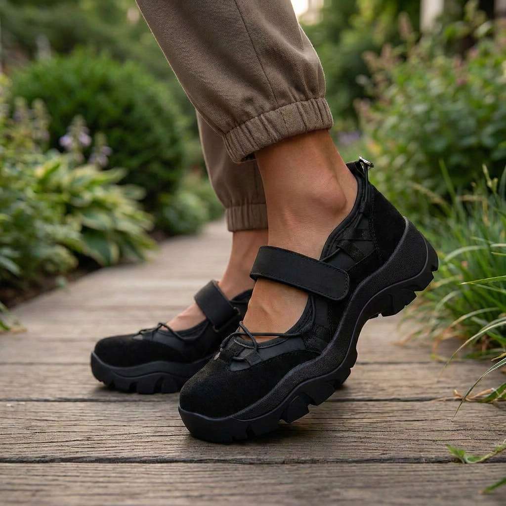 Mocasines planos mujer de lona con tira ajustable