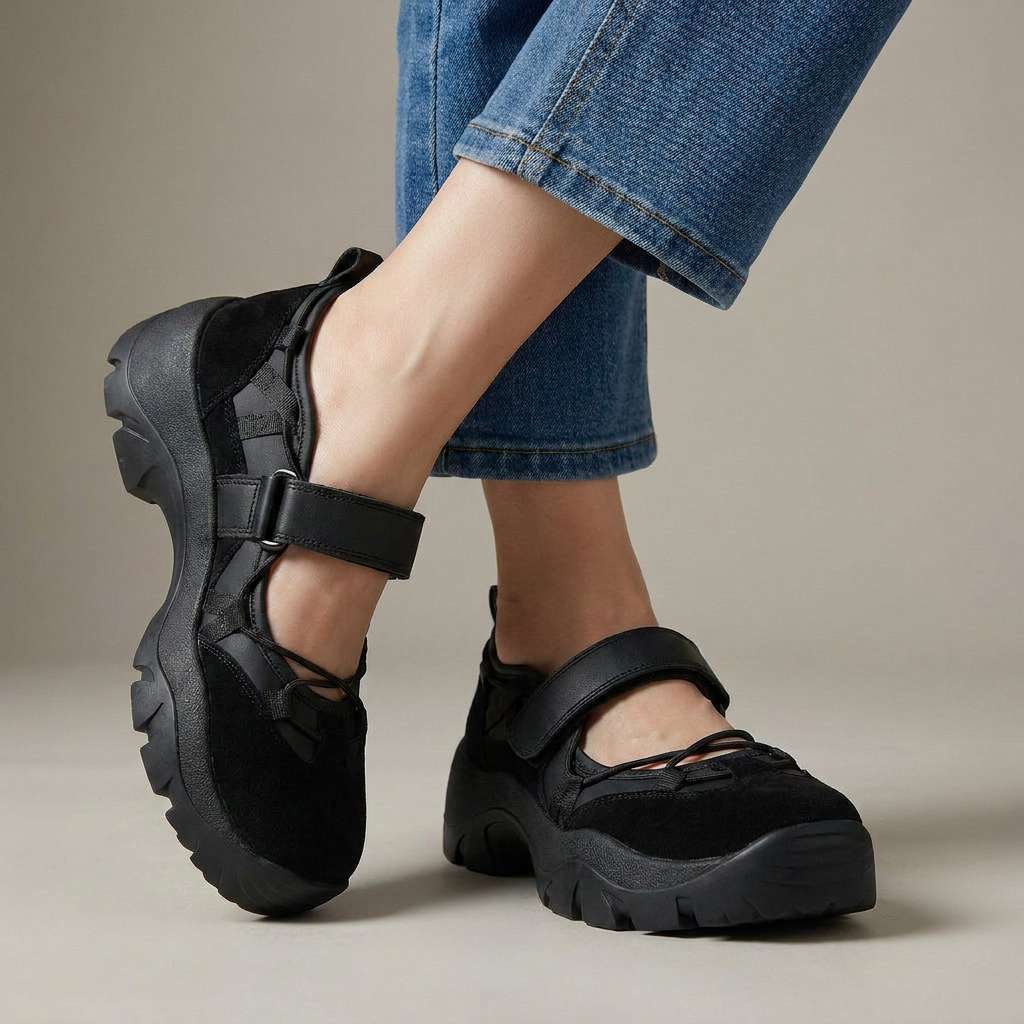 Mocasines planos mujer de lona con tira ajustable
