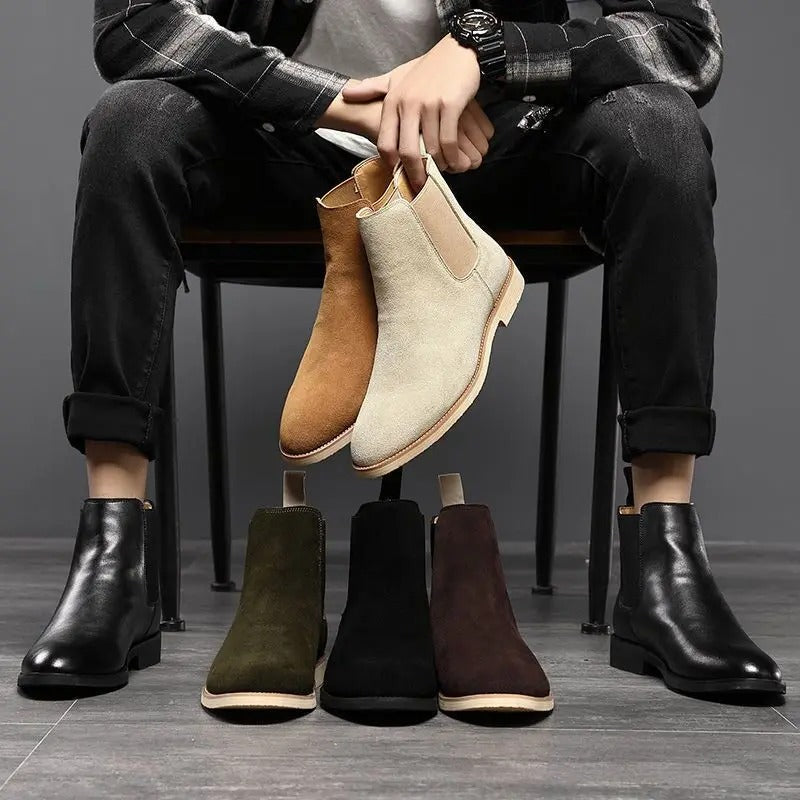 Botas Chelsea hombre ante casual elegantes sin cordones – botines cómodos tobillo