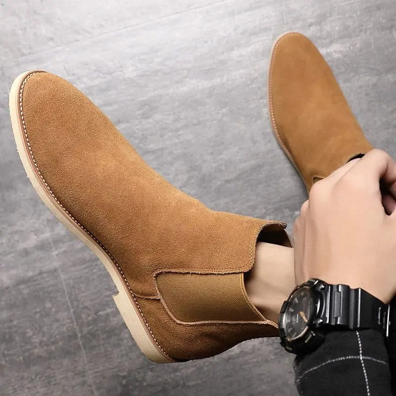 Botas Chelsea hombre ante casual elegantes sin cordones – botines cómodos tobillo