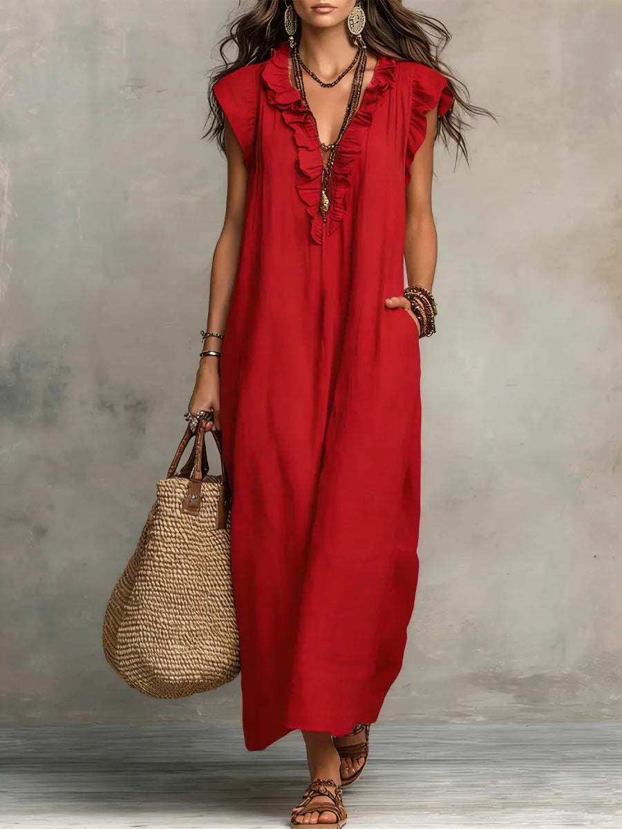 Vestido Largo Mujer Lino Algodón Bohemio – Estilo Natural y Elegante