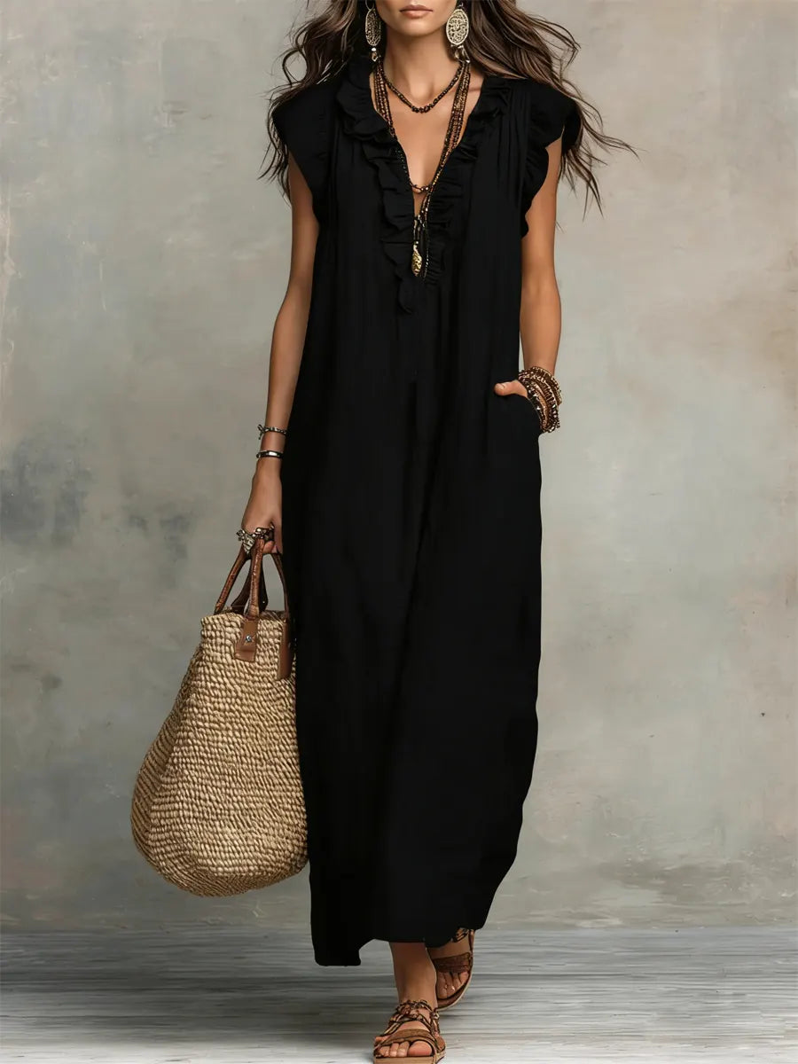 Vestido Largo Mujer Lino Algodón Bohemio – Estilo Natural y Elegante