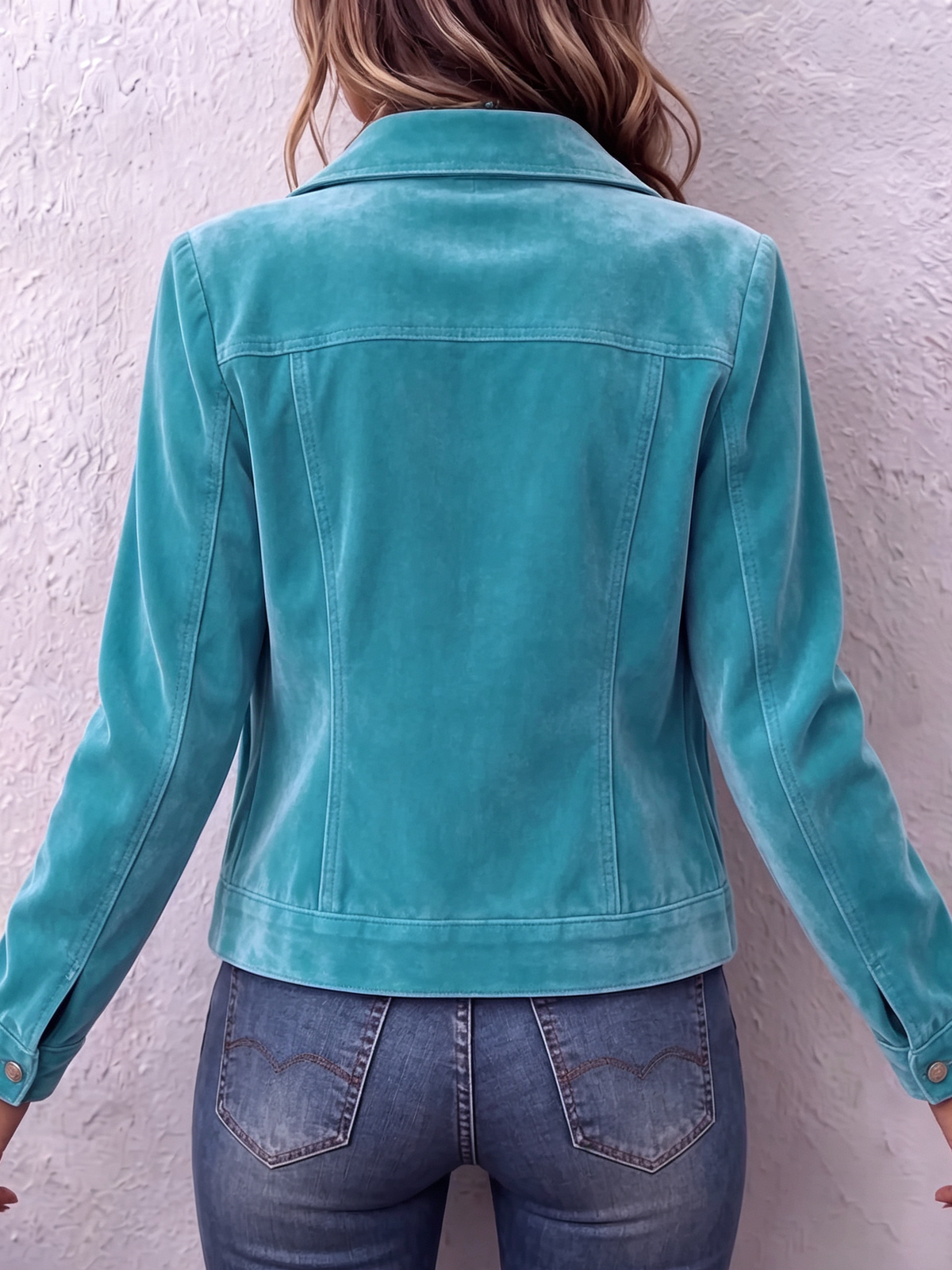 Chaqueta corta para mujer con solapa clásica y cierre de botones