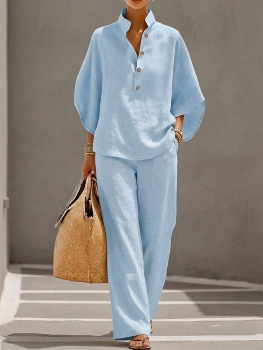 Conjunto Mujer Algodón y Lino Fluido – Estilo Elegante y Natural