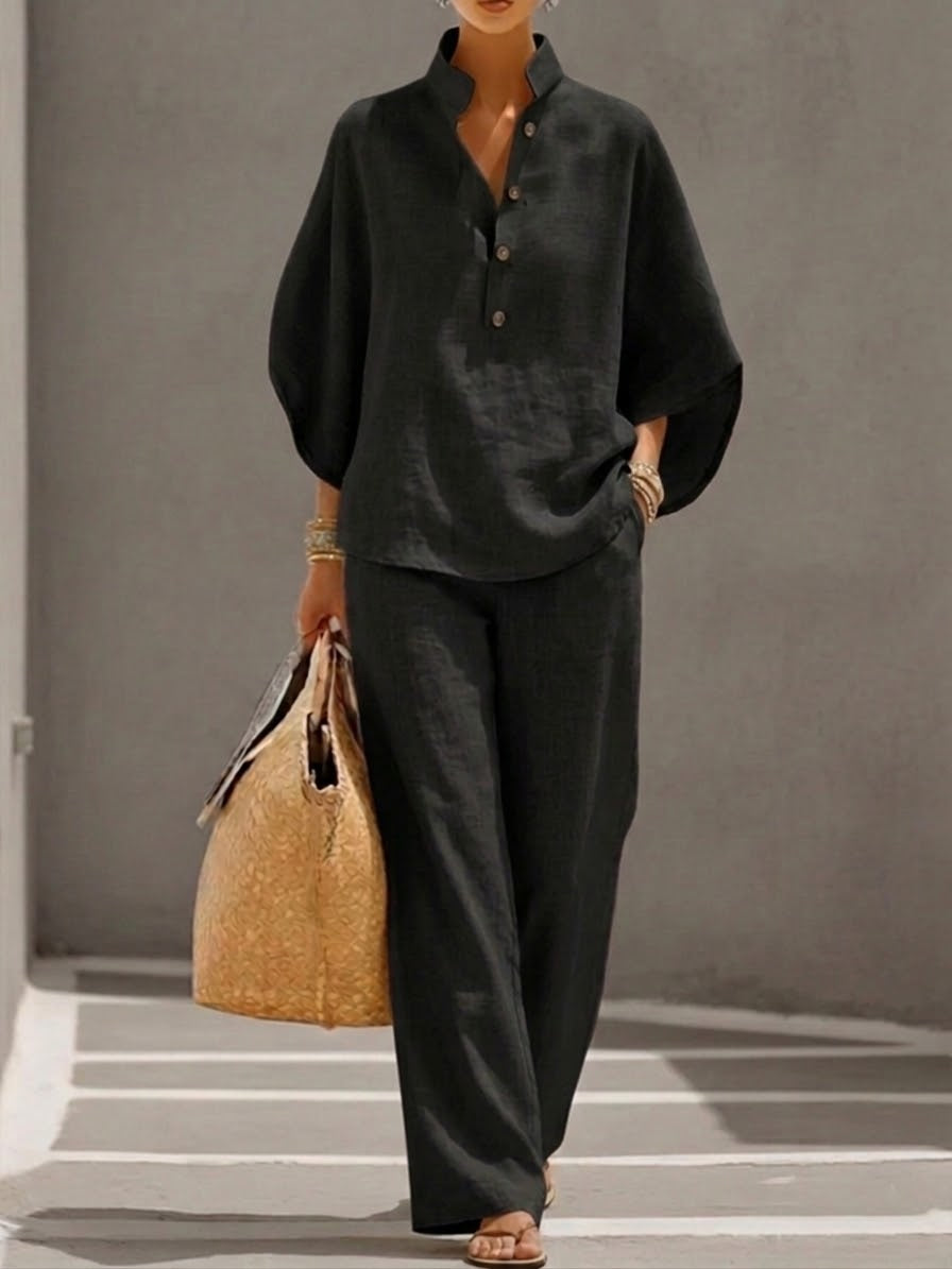 Conjunto Mujer Algodón y Lino Fluido – Estilo Elegante y Natural