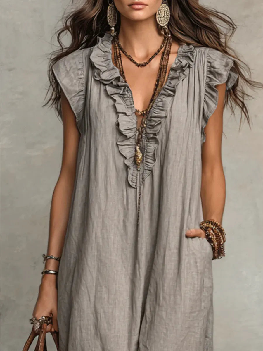 Vestido Largo Mujer Lino Algodón Bohemio – Estilo Natural y Elegante
