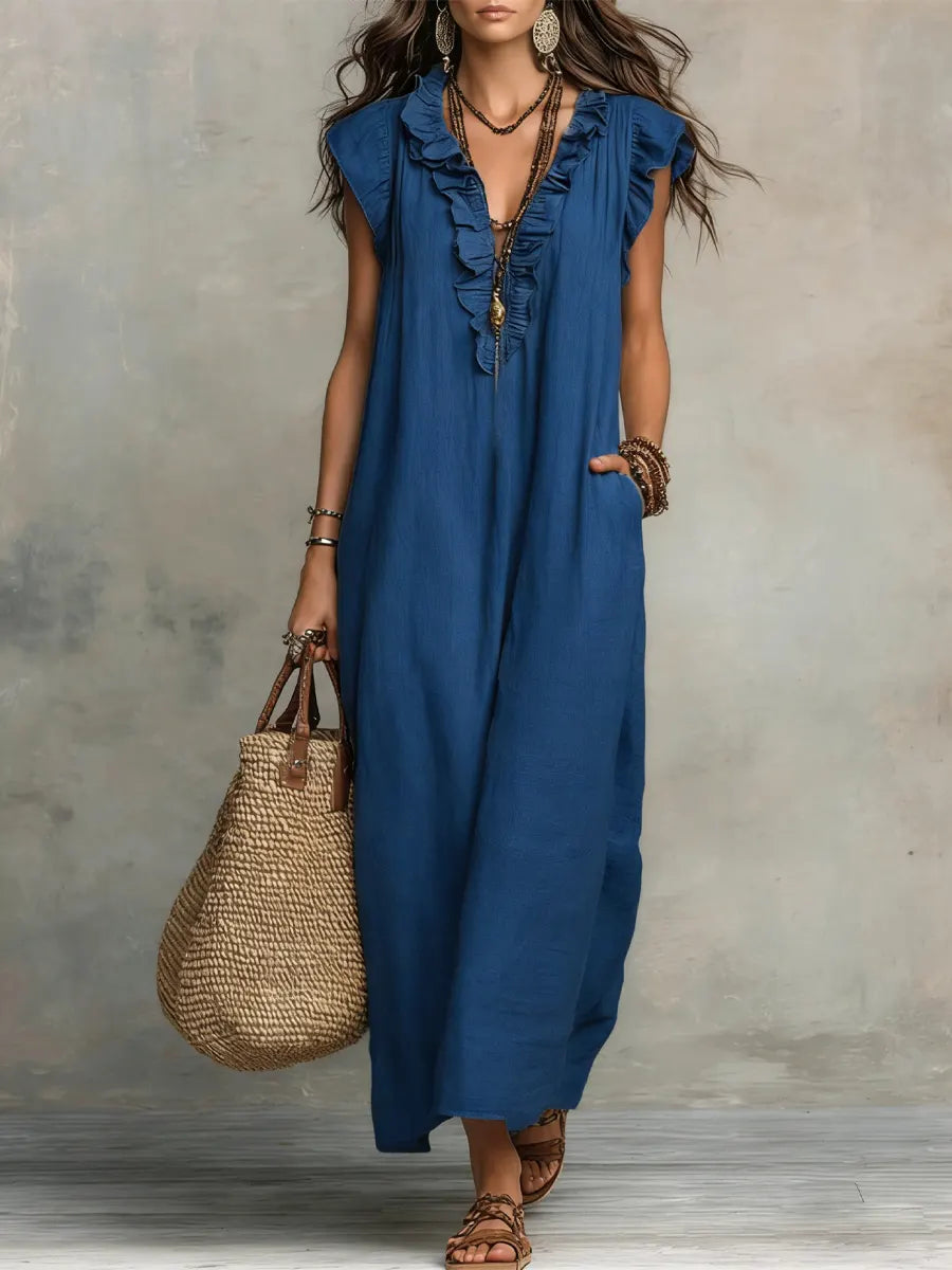 Vestido Largo Mujer Lino Algodón Bohemio – Estilo Natural y Elegante