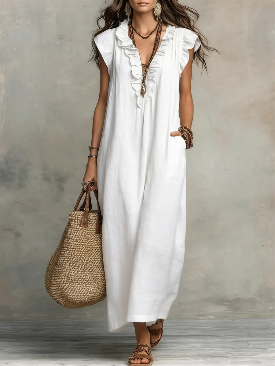 Vestido Largo Mujer Lino Algodón Bohemio – Estilo Natural y Elegante