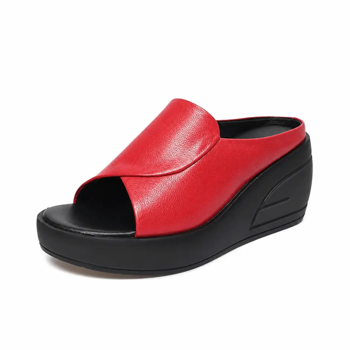 Mules de cuña para mujer en PU con diseño slip-on