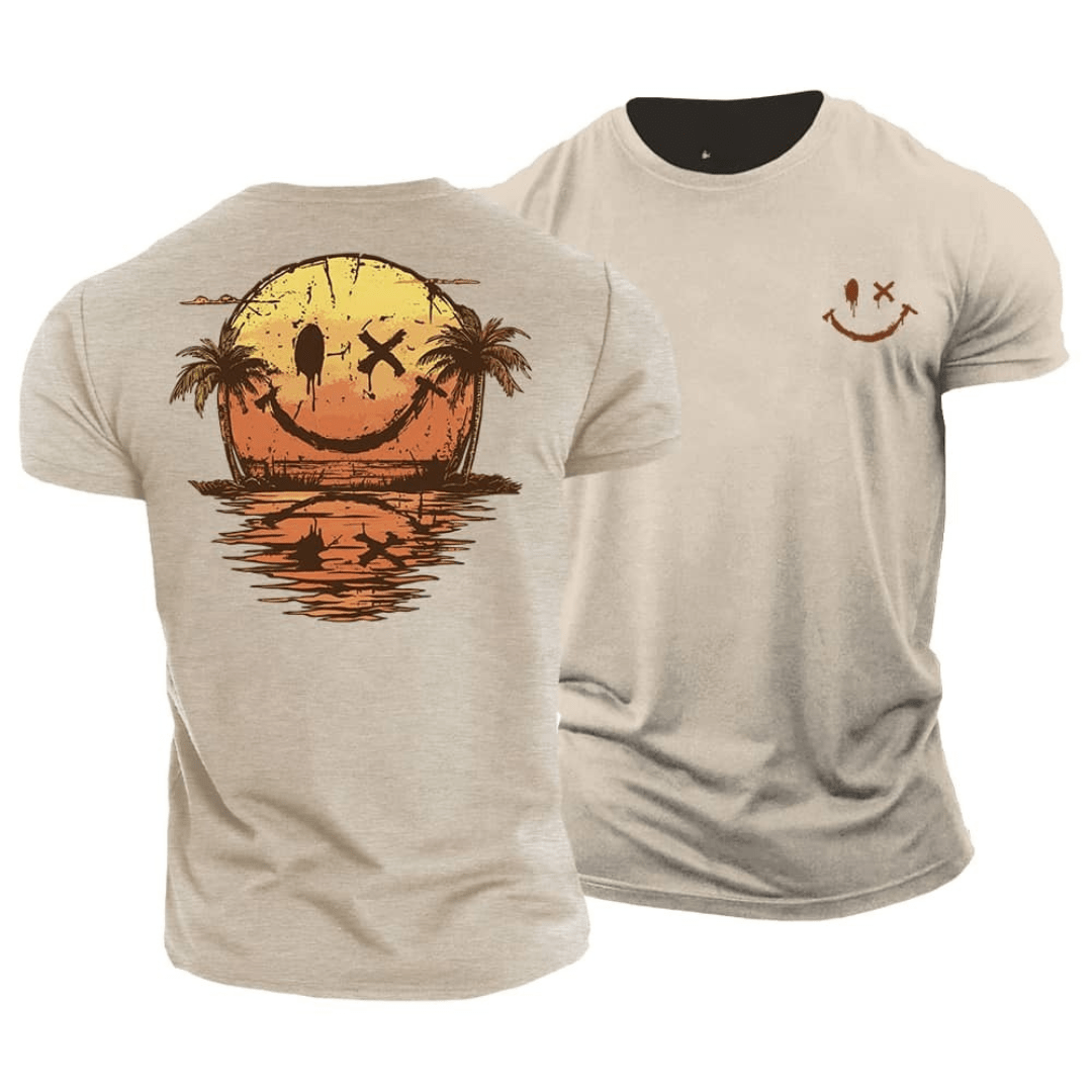 Camiseta de hombre verde con estampado smiley veraniego