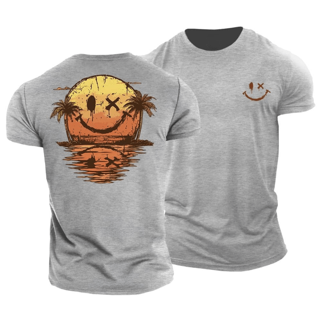 Camiseta de hombre verde con estampado smiley veraniego