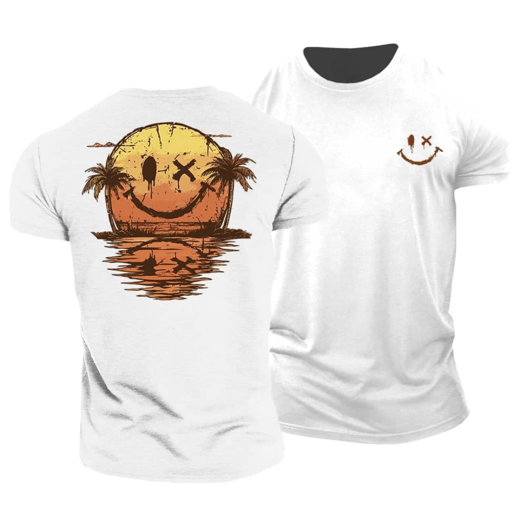 Camiseta de hombre verde con estampado smiley veraniego