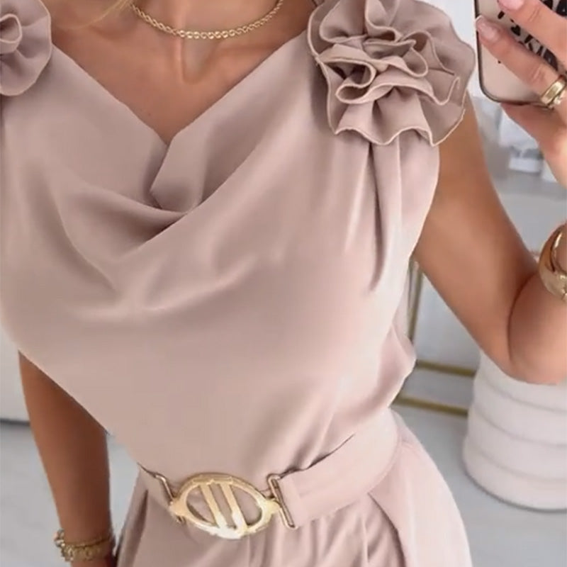 Mono poliéster sin mangas con flores 3D para eventos elegantes