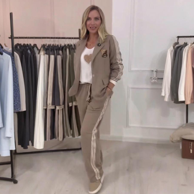 Conjunto de dos piezas mujer con blazer y pantalón ancho