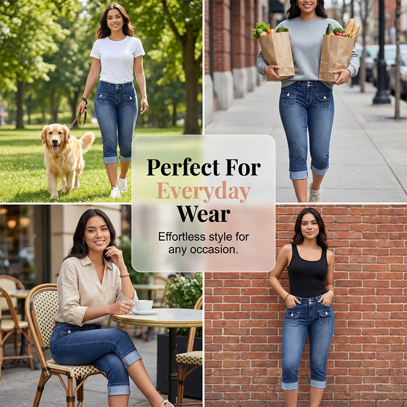 Pantalones Capri Denim Mujer Ajustados – Estilo Cómodo y Moldeador