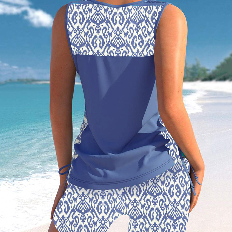 Tankini mujer escote V estampado geométrico dos piezas