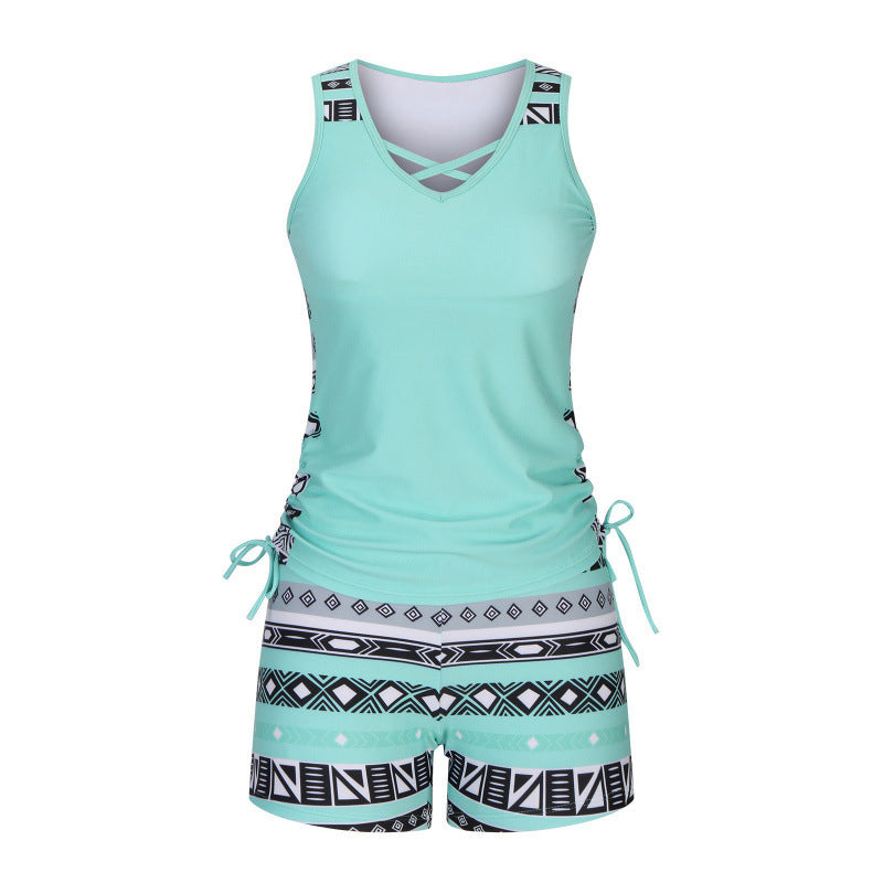 Tankini mujer escote V estampado geométrico dos piezas