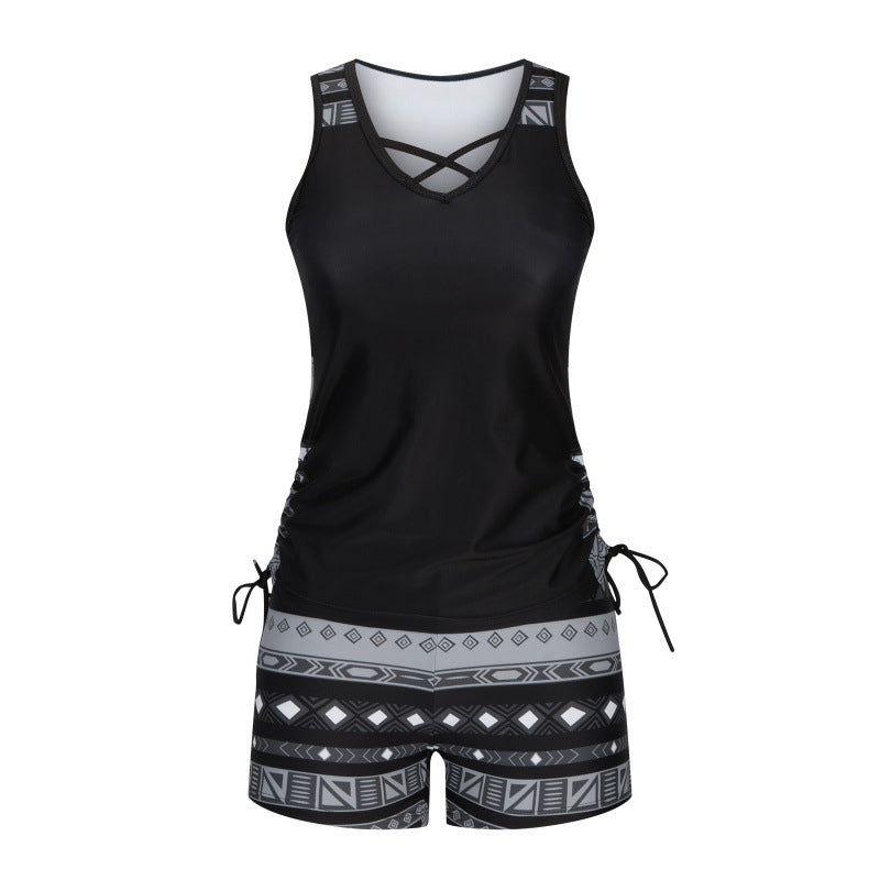 Tankini mujer escote V estampado geométrico dos piezas