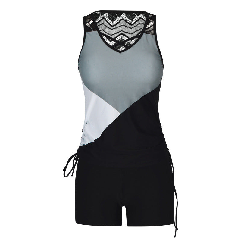 Tankini mujer escote V estampado geométrico dos piezas