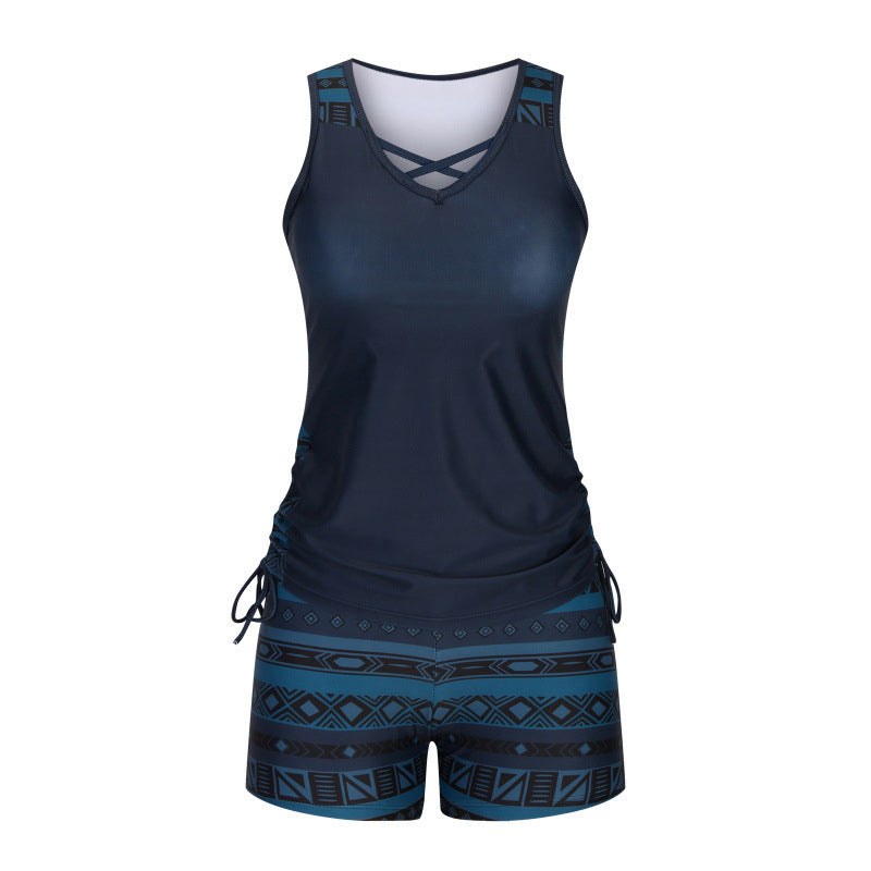 Tankini mujer escote V estampado geométrico dos piezas