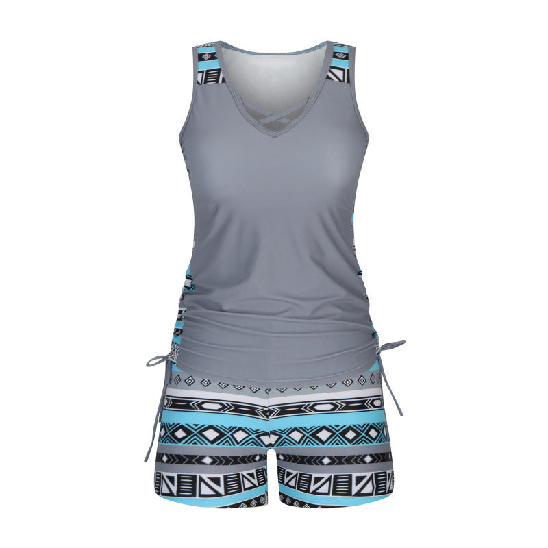Tankini mujer escote V estampado geométrico dos piezas